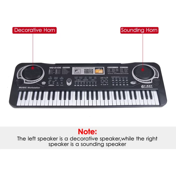 61 Keys Black Digital Music Electronic Keyboard KeyBoard Electric Piano Kids Gift - Image 2