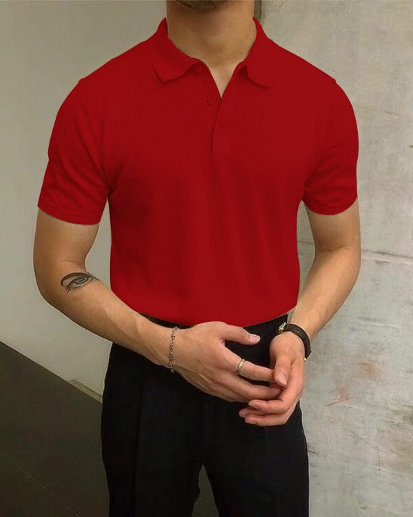 Men's Summer Lapels T-shirt Solid Color Casual - Image 5