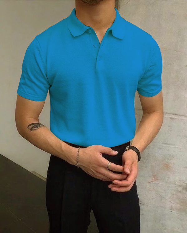 Men's Summer Lapels T-shirt Solid Color Casual - Image 2