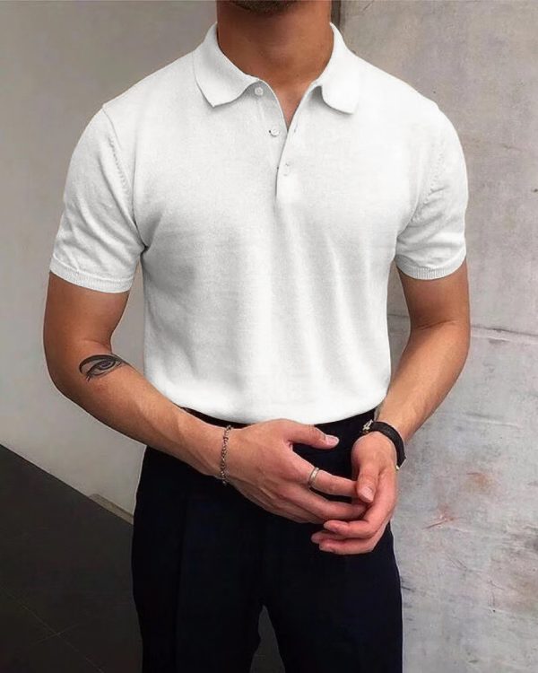 Men's Summer Lapels T-shirt Solid Color Casual - Image 8