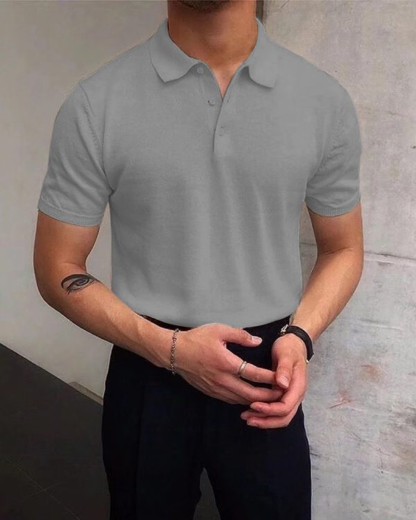 Men's Summer Lapels T-shirt Solid Color Casual - Image 4