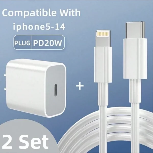 2PC 20W Fast Charger For iPhone 13 Mini 12 11 Pro 14 Pro Max Plus X XR XS USB Type C - Felix Ecommerce