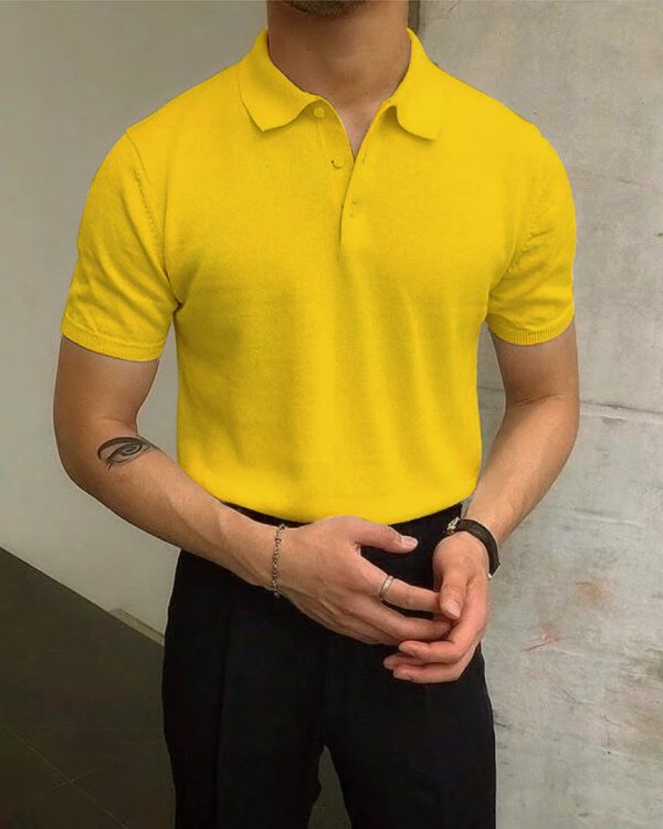 Men's Summer Lapels T-shirt Solid Color Casual - Image 3